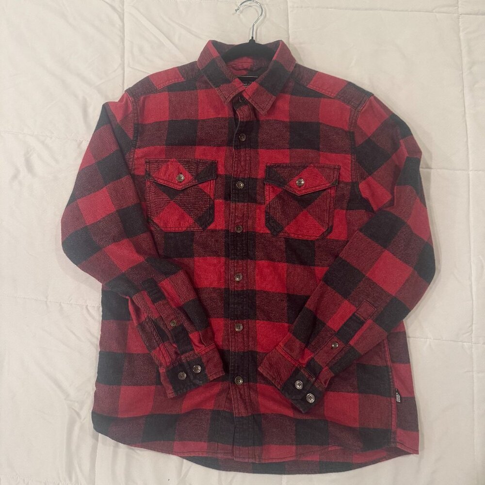 Men's Red Eddie Bauer Flannel Button Up Shirt / Size Medium